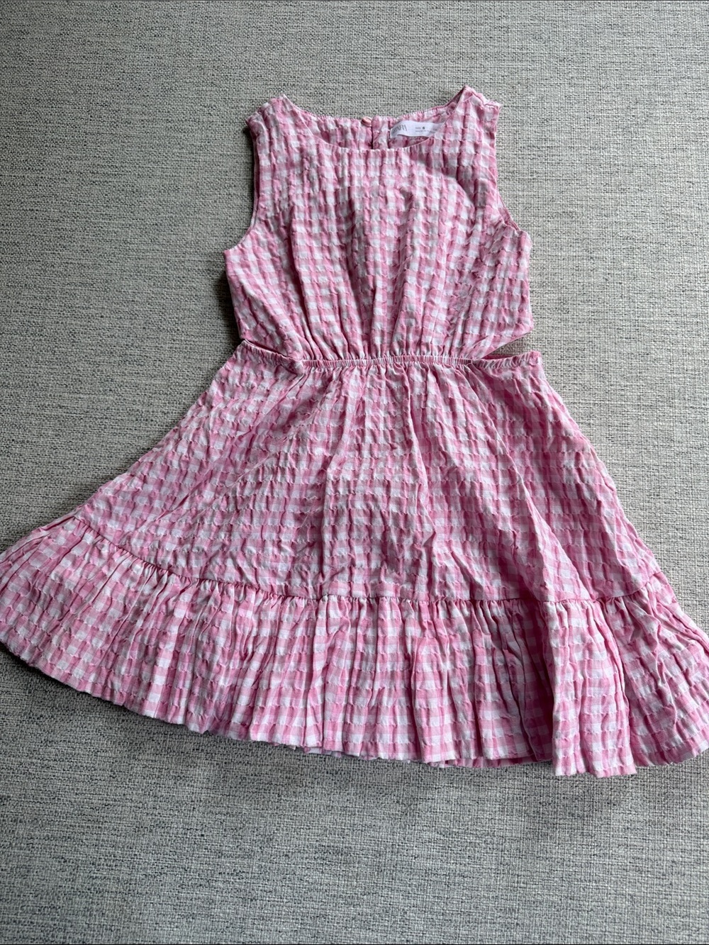 Zara Pink Sleeveless Tiered Check Cotton Dress
